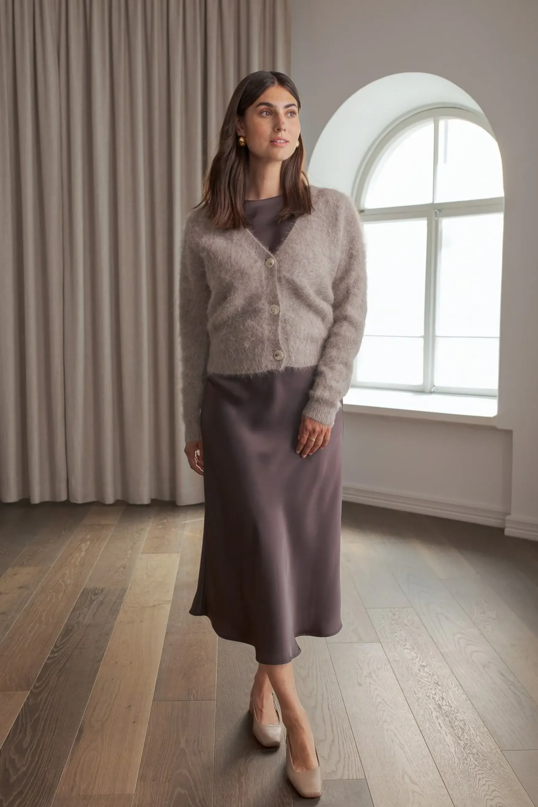 New Original Story Alia button cardigan, greige