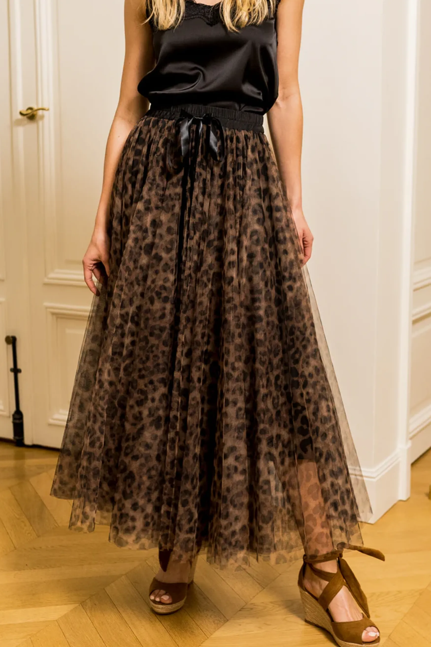 Hot Choklate Paris Aria leopard tulle skirt, black
