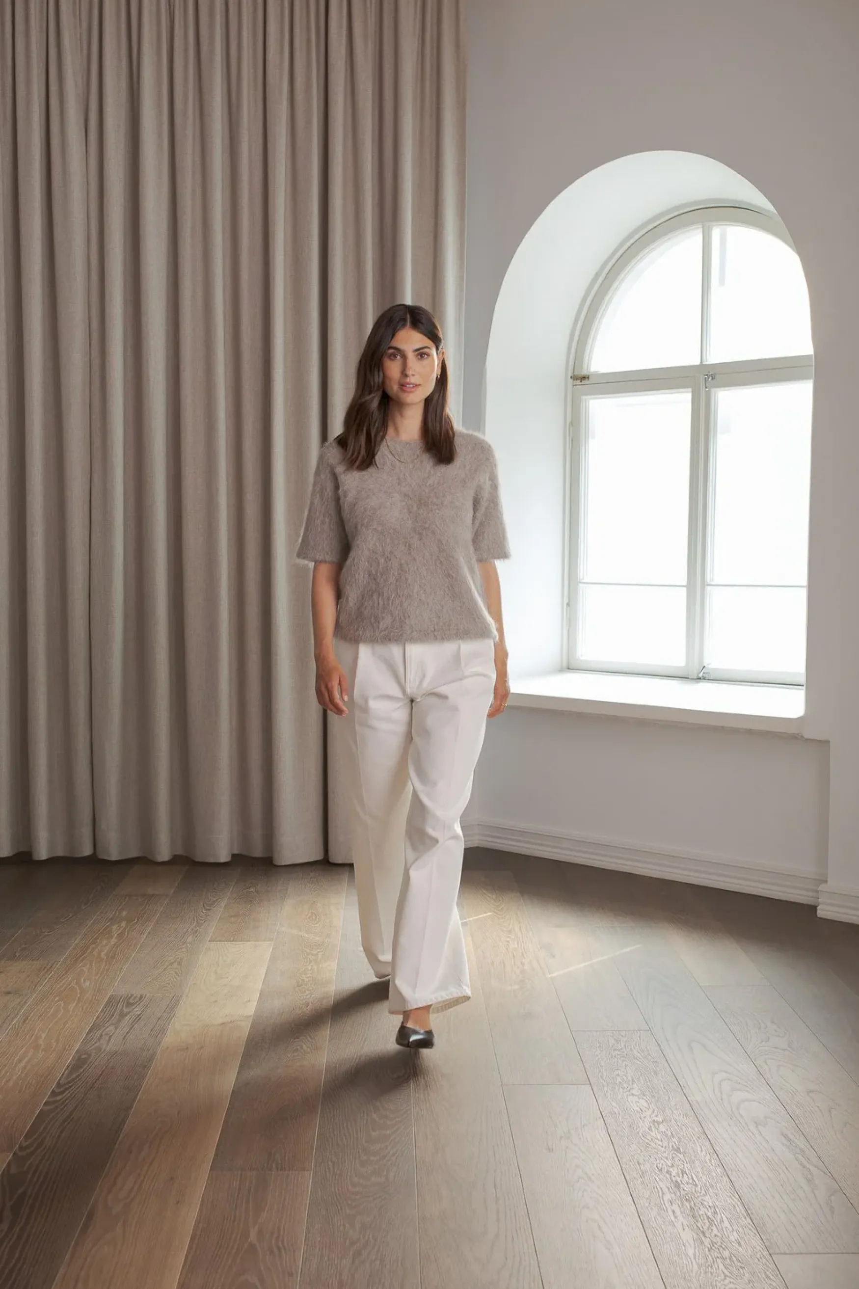 Online Original Story Ariel short sleeve sweater, greige