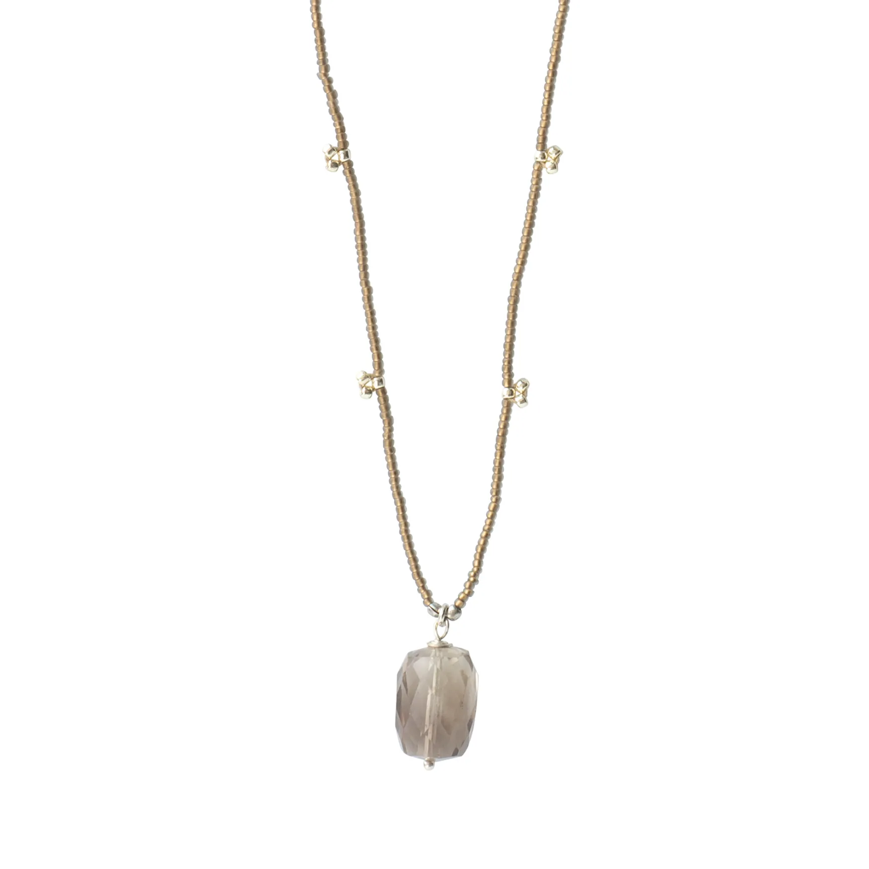 Discount A Beautiful Story Cherish smokey quartz silver necklace