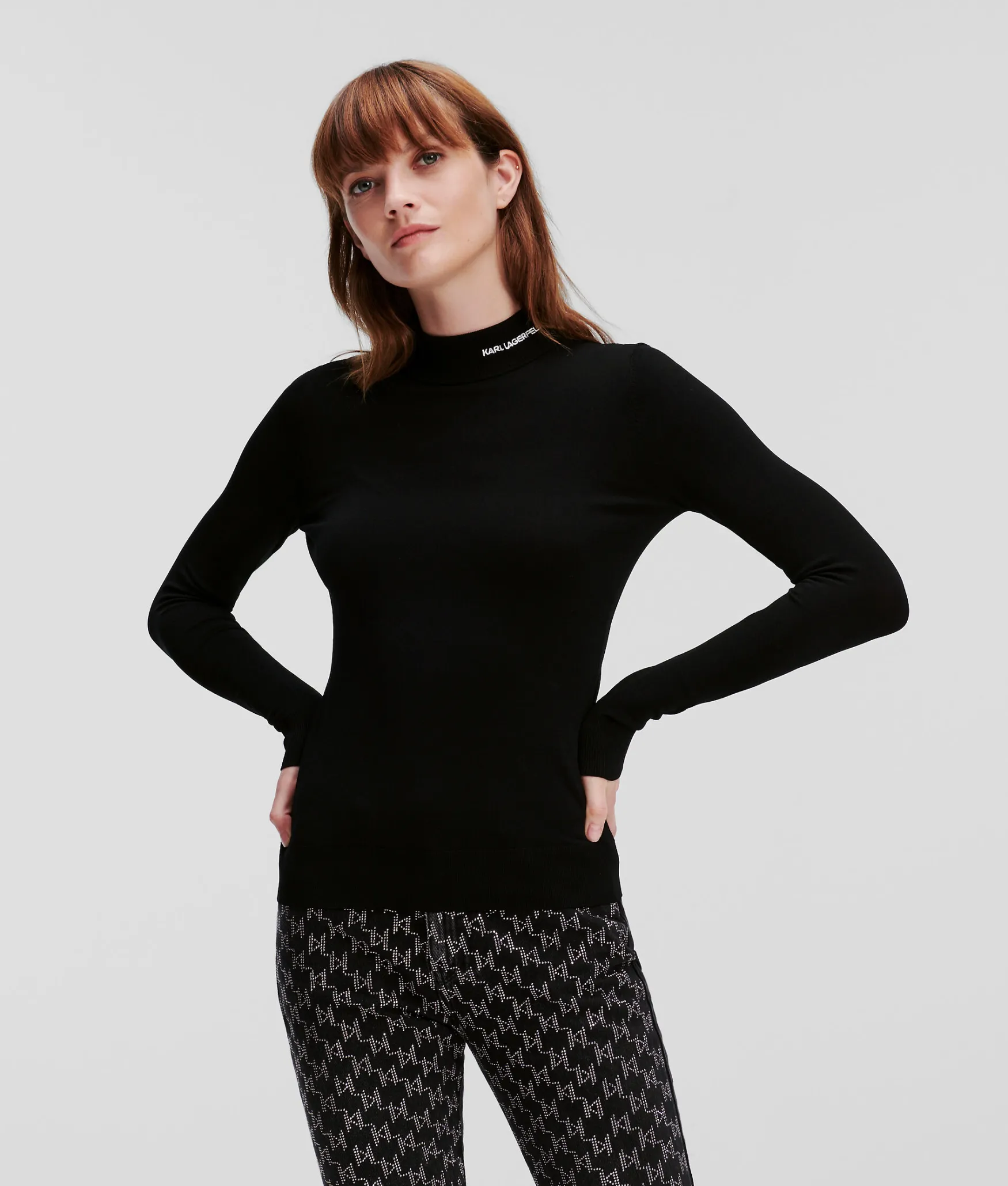 Sale KARL LAGERFELD Classic turtle neck, black