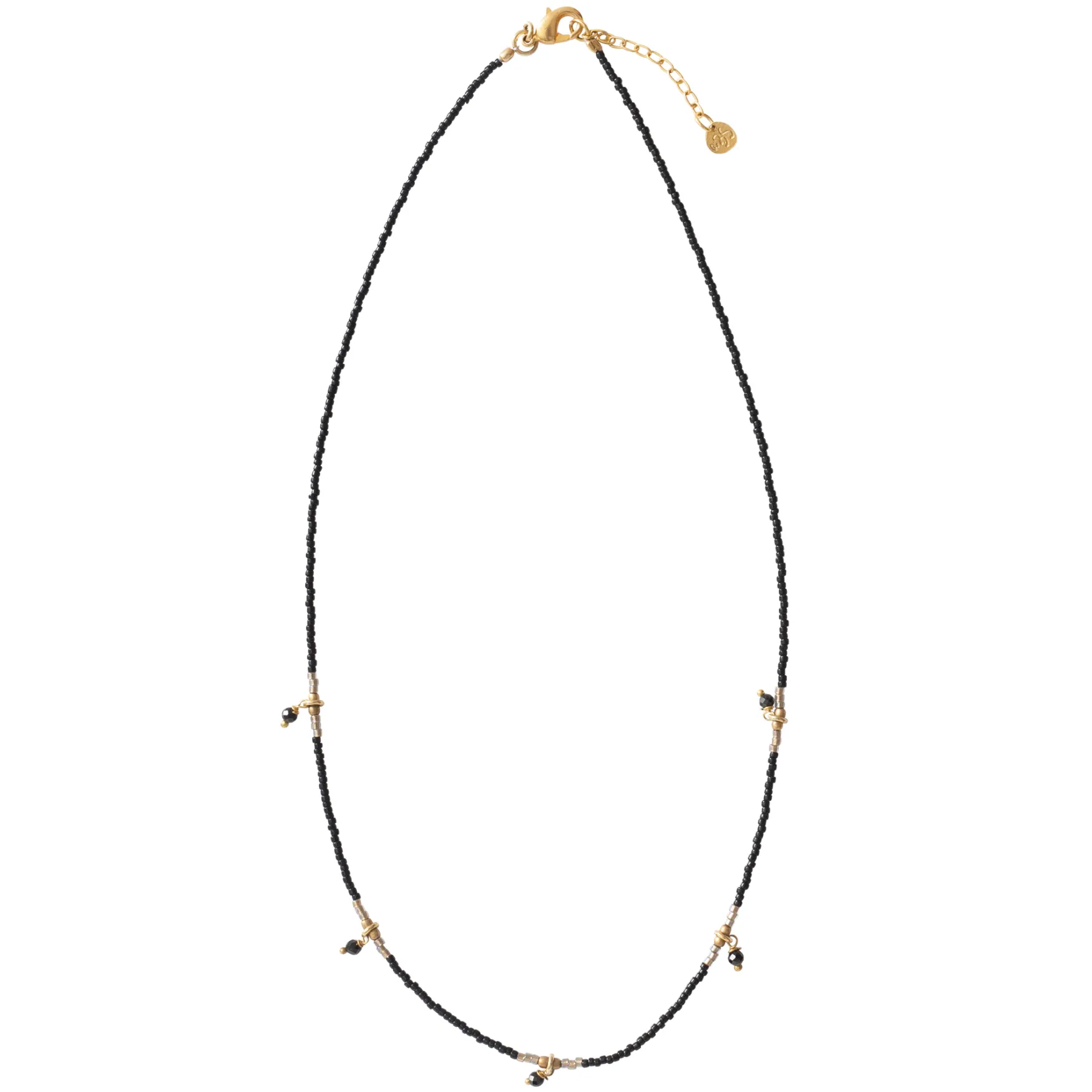 Clearance A Beautiful Story Cocoon black onyx gold necklace