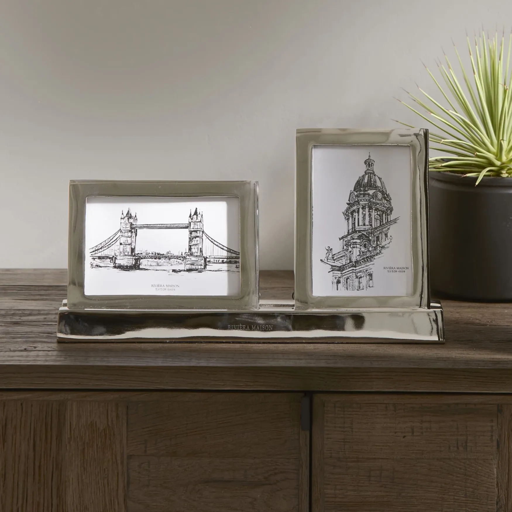Outlet Rivièra Maison Double photo frame silver 10x15