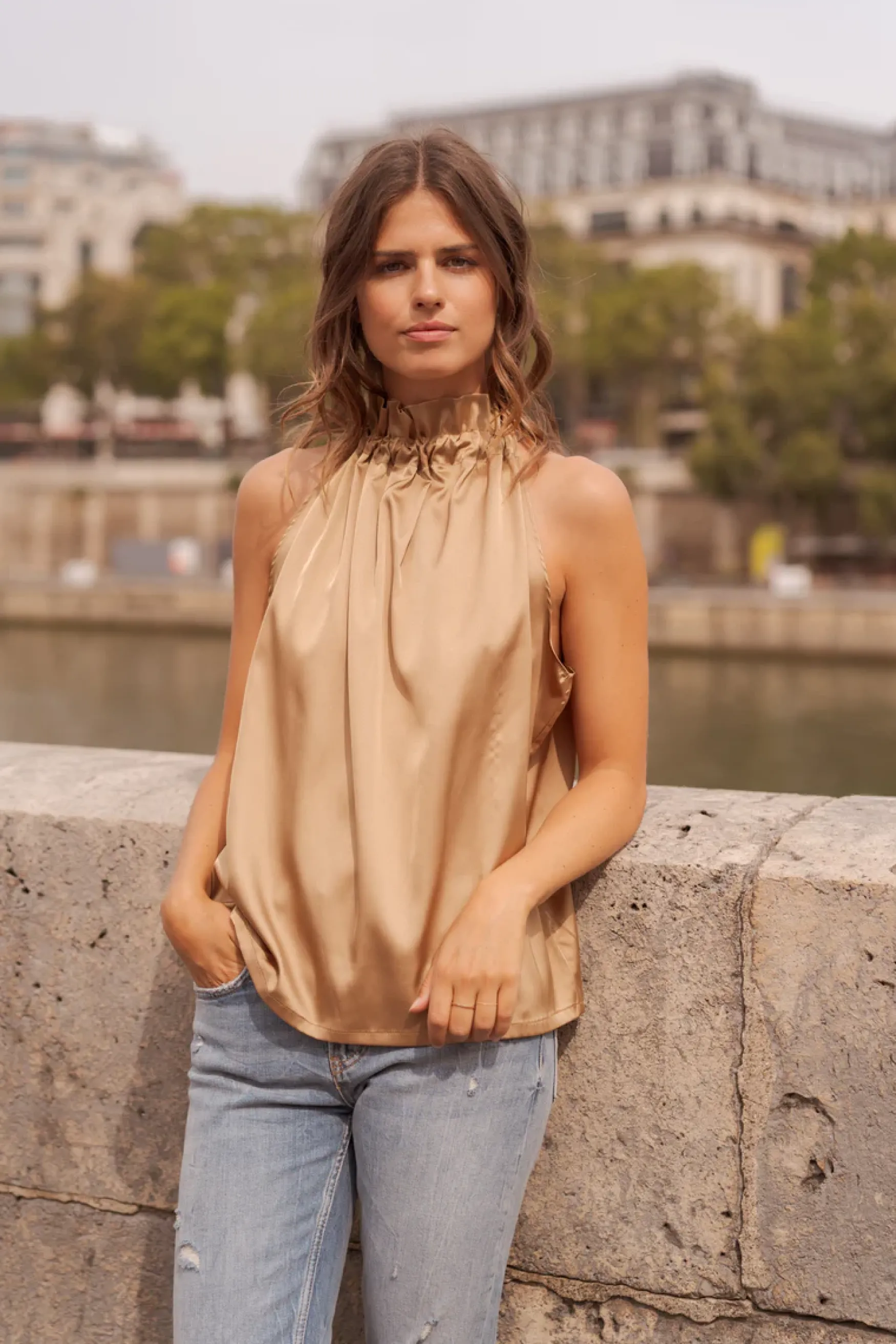 Best Choklate Paris Elisabeth satin top, gold