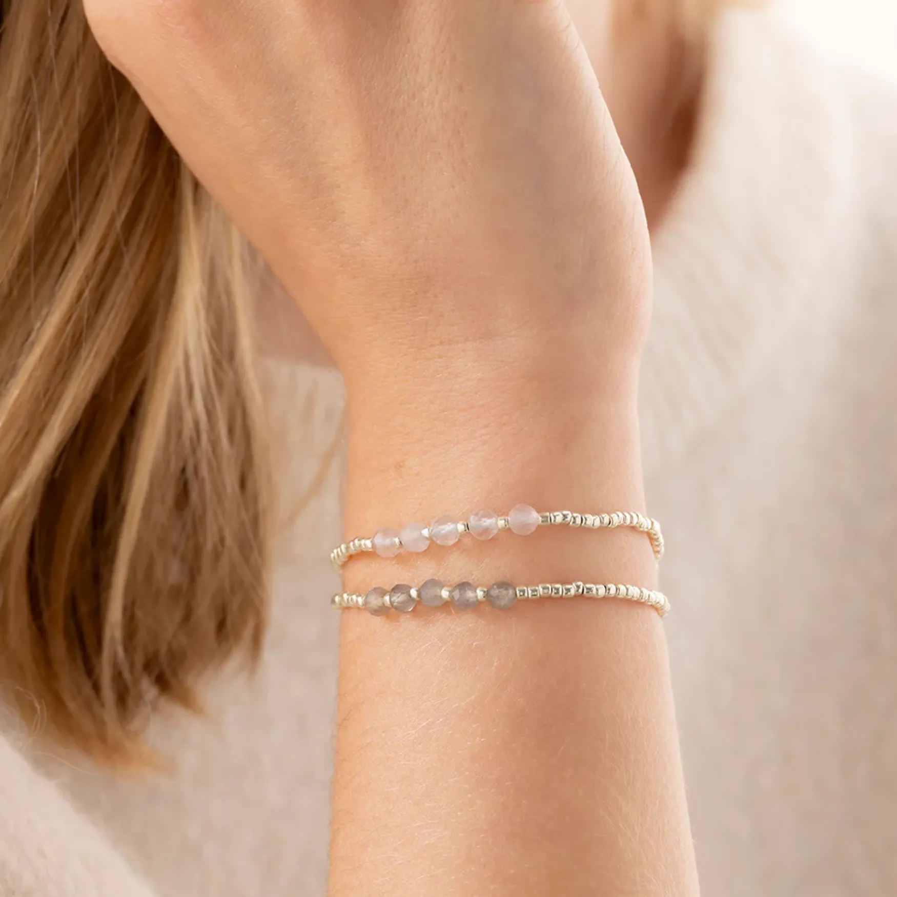 Fashion A Beautiful Story Essential rose quartz bracelet silver