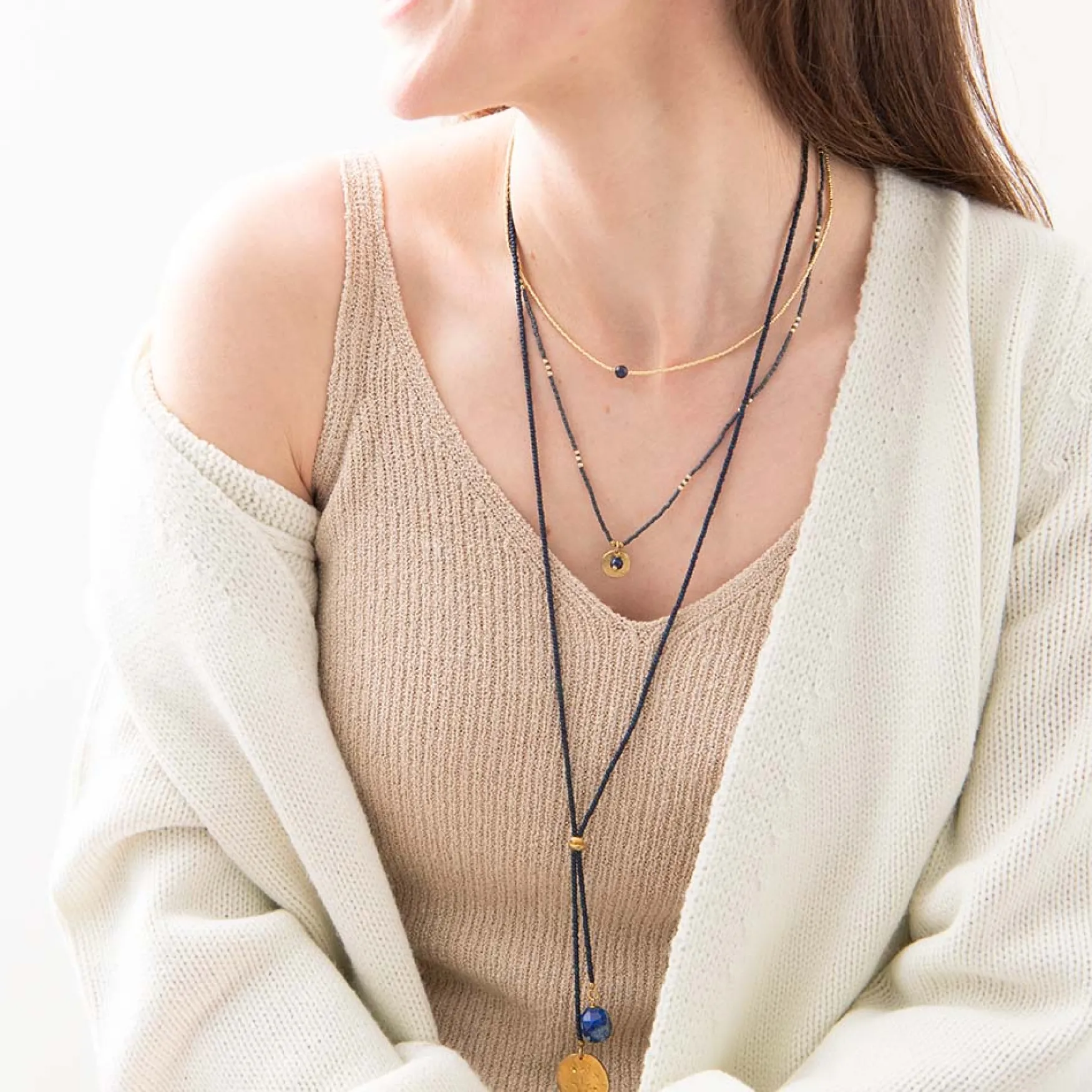 Sale A Beautiful Story Flora lapis lazuli gold necklace