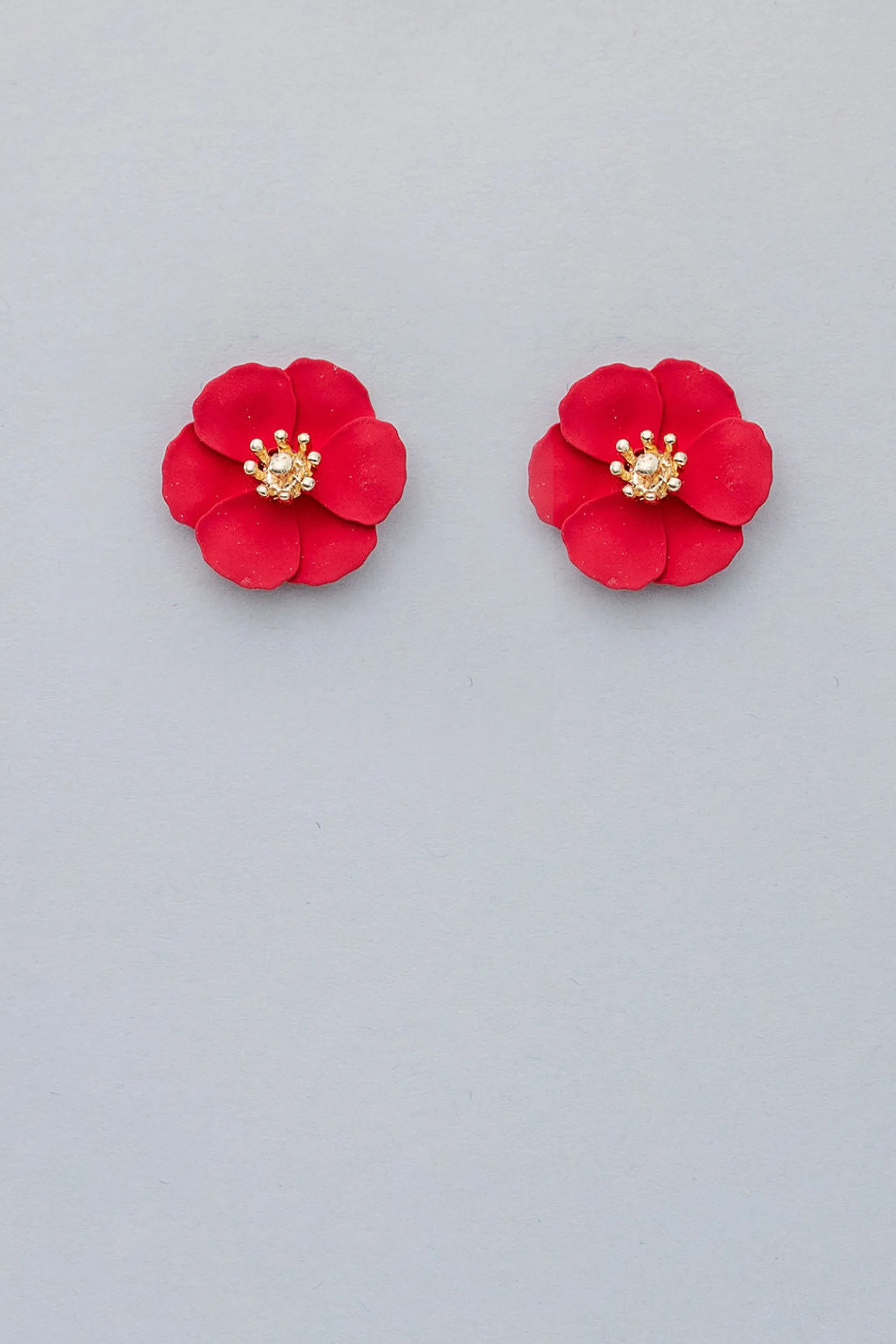 Best BOW19 details Flower small earrings, red
