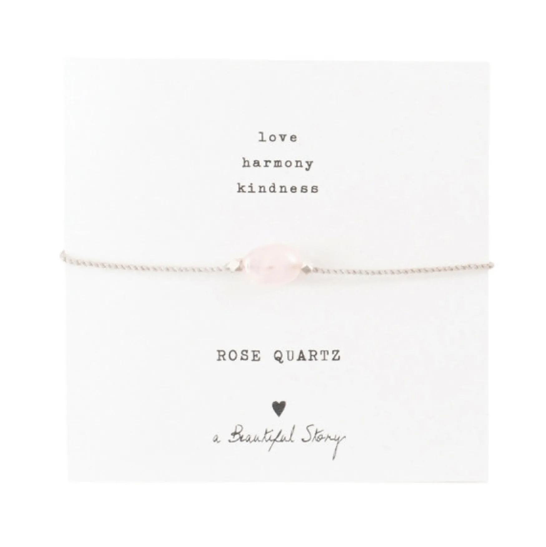 Hot A Beautiful Story Gemstone card rose quartz silver bracelet