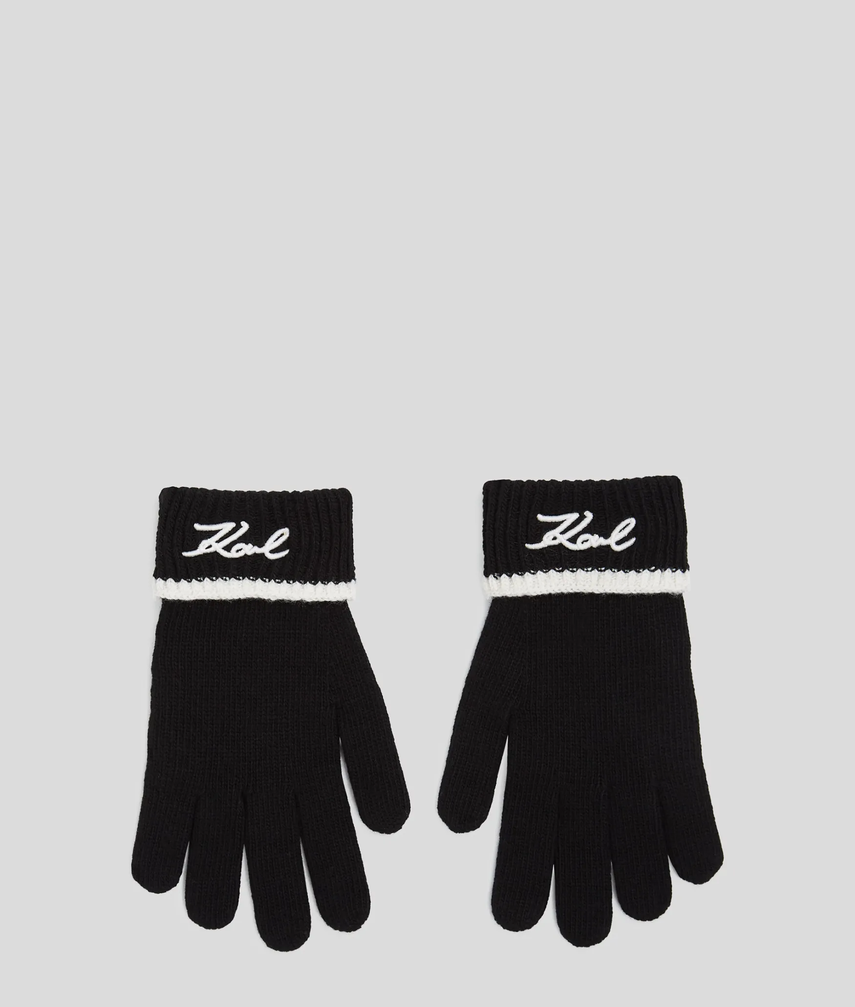 Sale KARL LAGERFELD K/Signature knit gloves, black/white