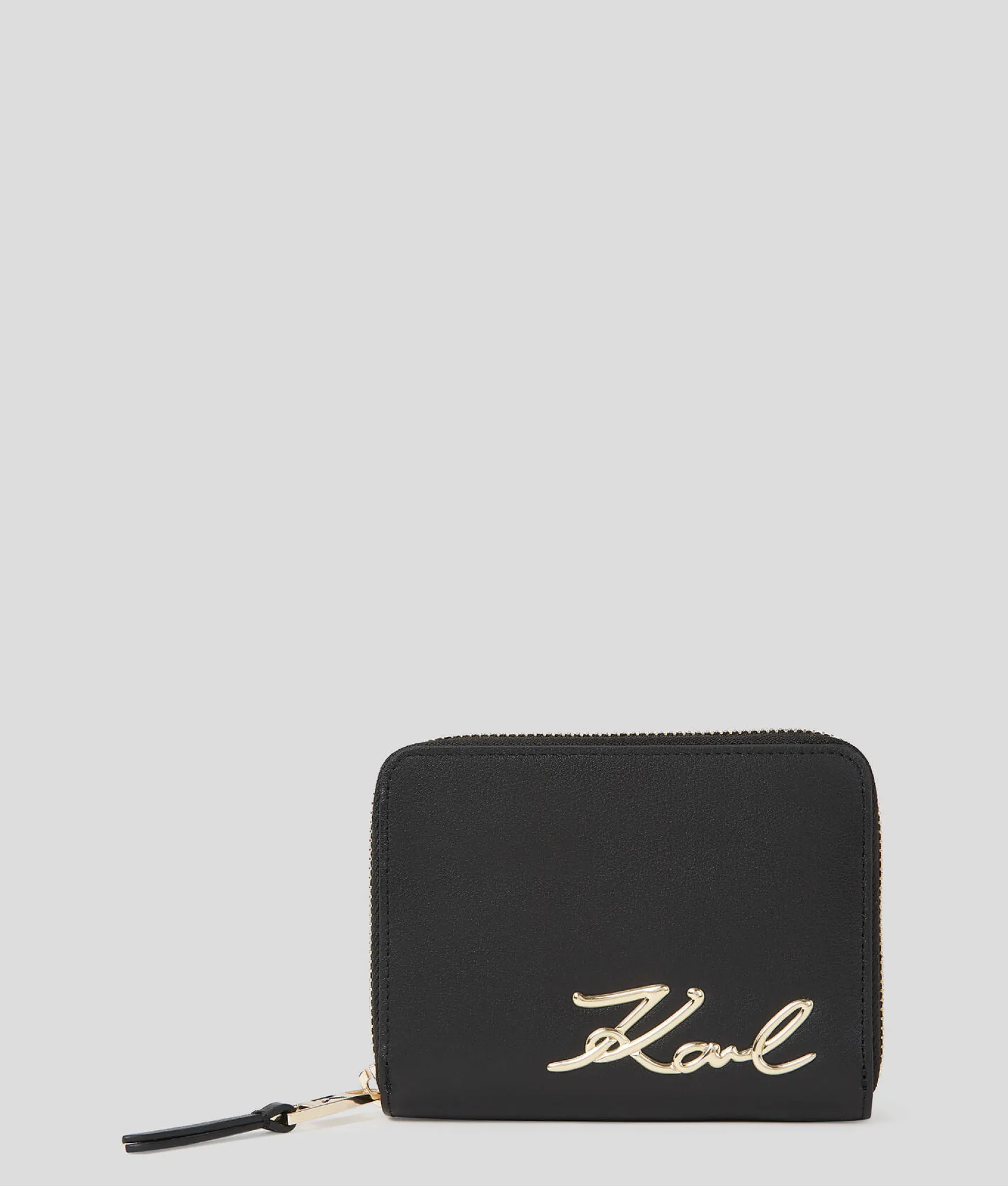 Clearance KARL LAGERFELD K/Signature medium zip wallet, black/gold