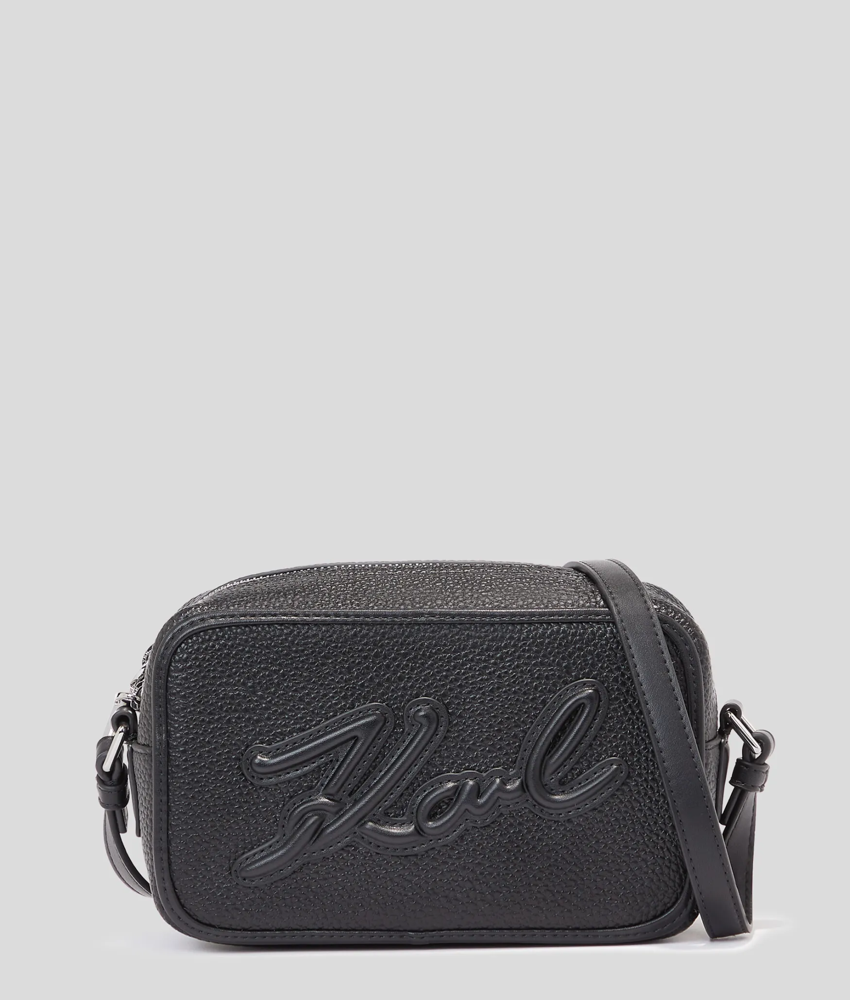 Outlet KARL LAGERFELD K/Skuare grainy camera bag, black/silver