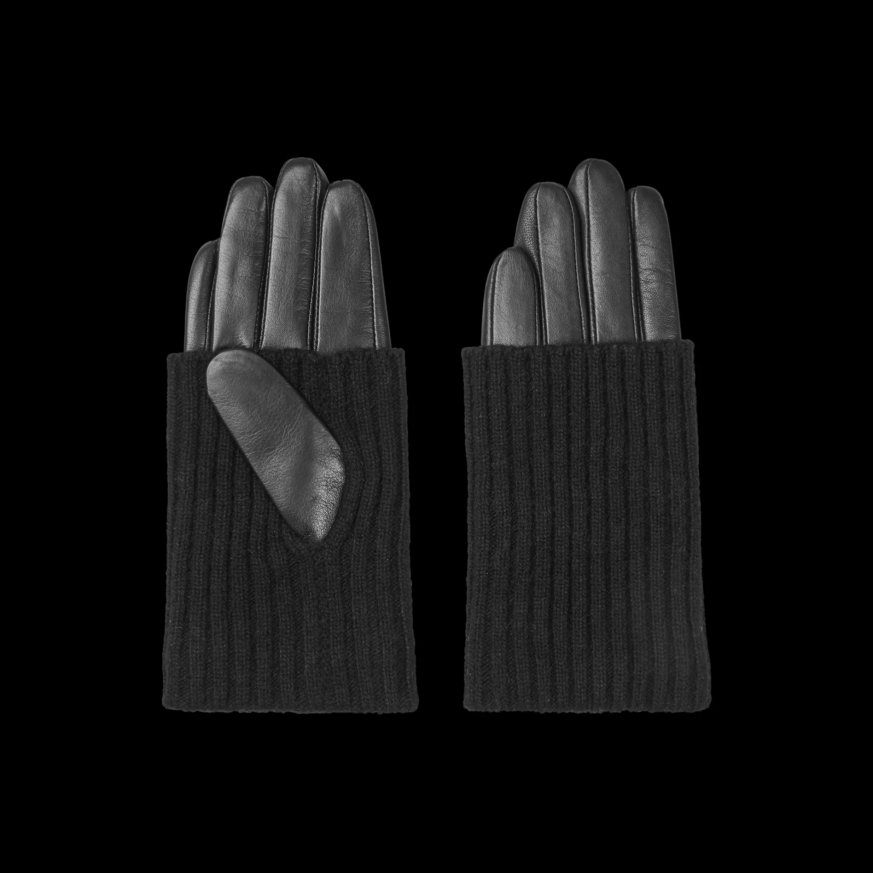 Clearance Day Et Leather knit glove, black