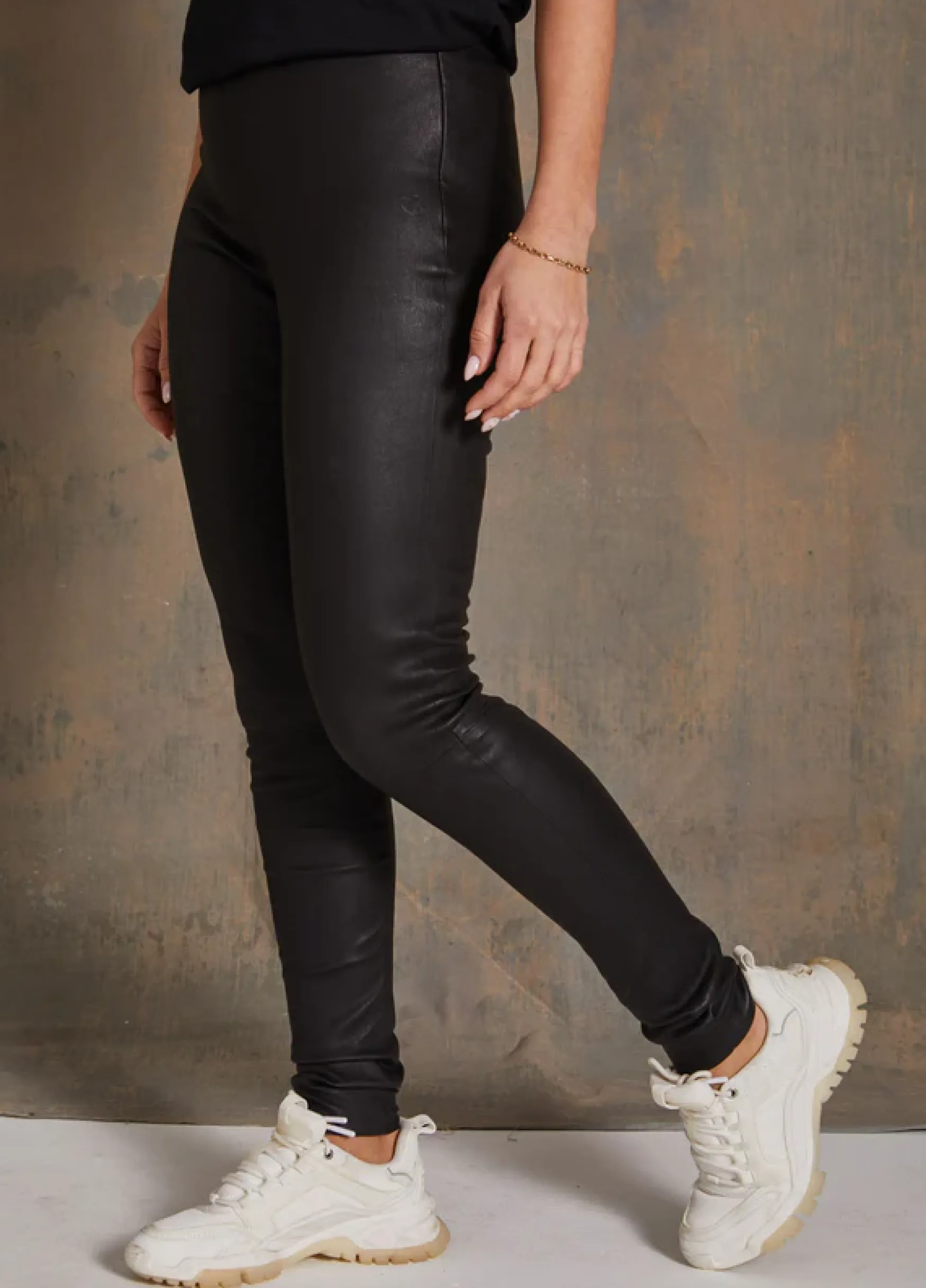 Hot Coster Copenhagen Leather leggings mynte fit, black