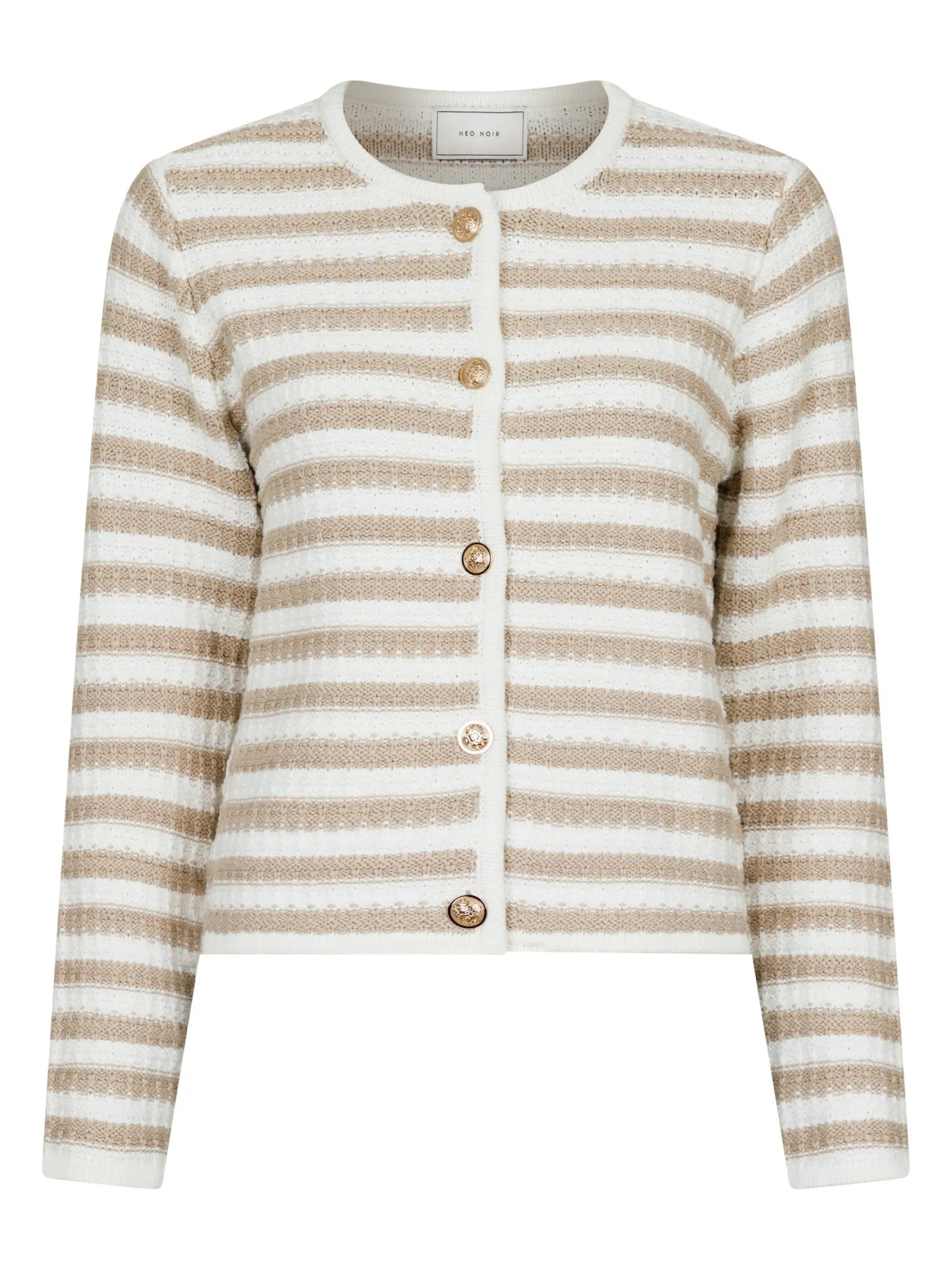 Sale Neo Noir Limone stripe knit jacket, sand