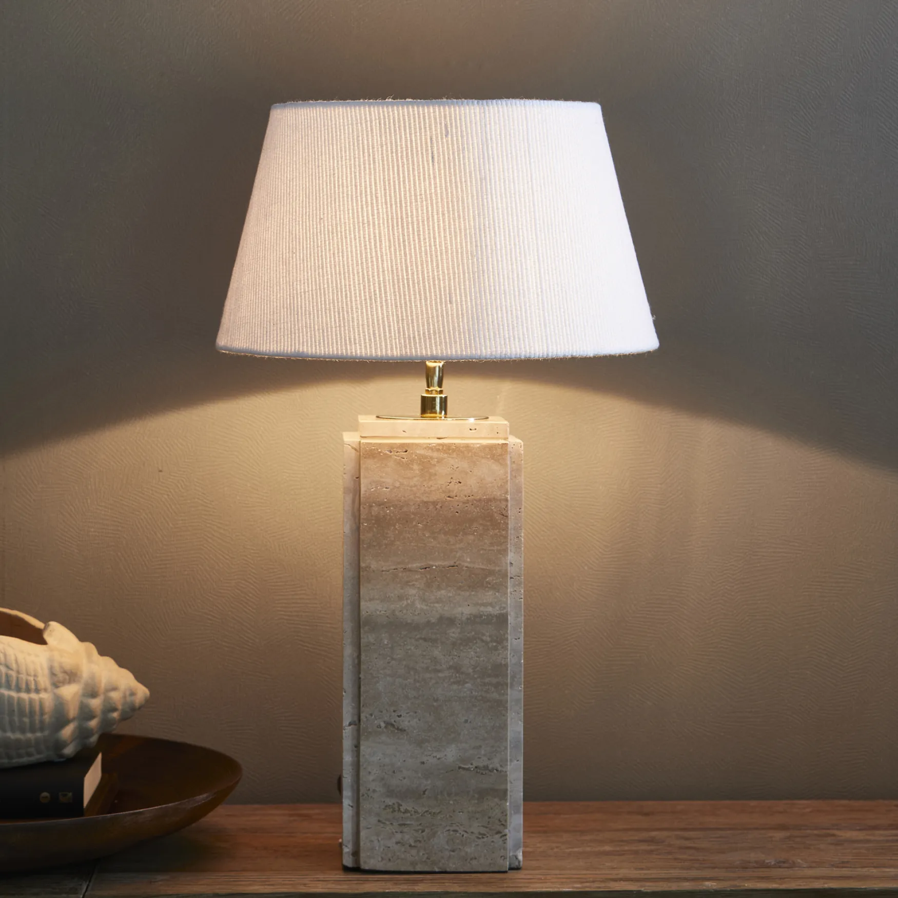 Online Rivièra Maison Linen taper lampshade white 38x21
