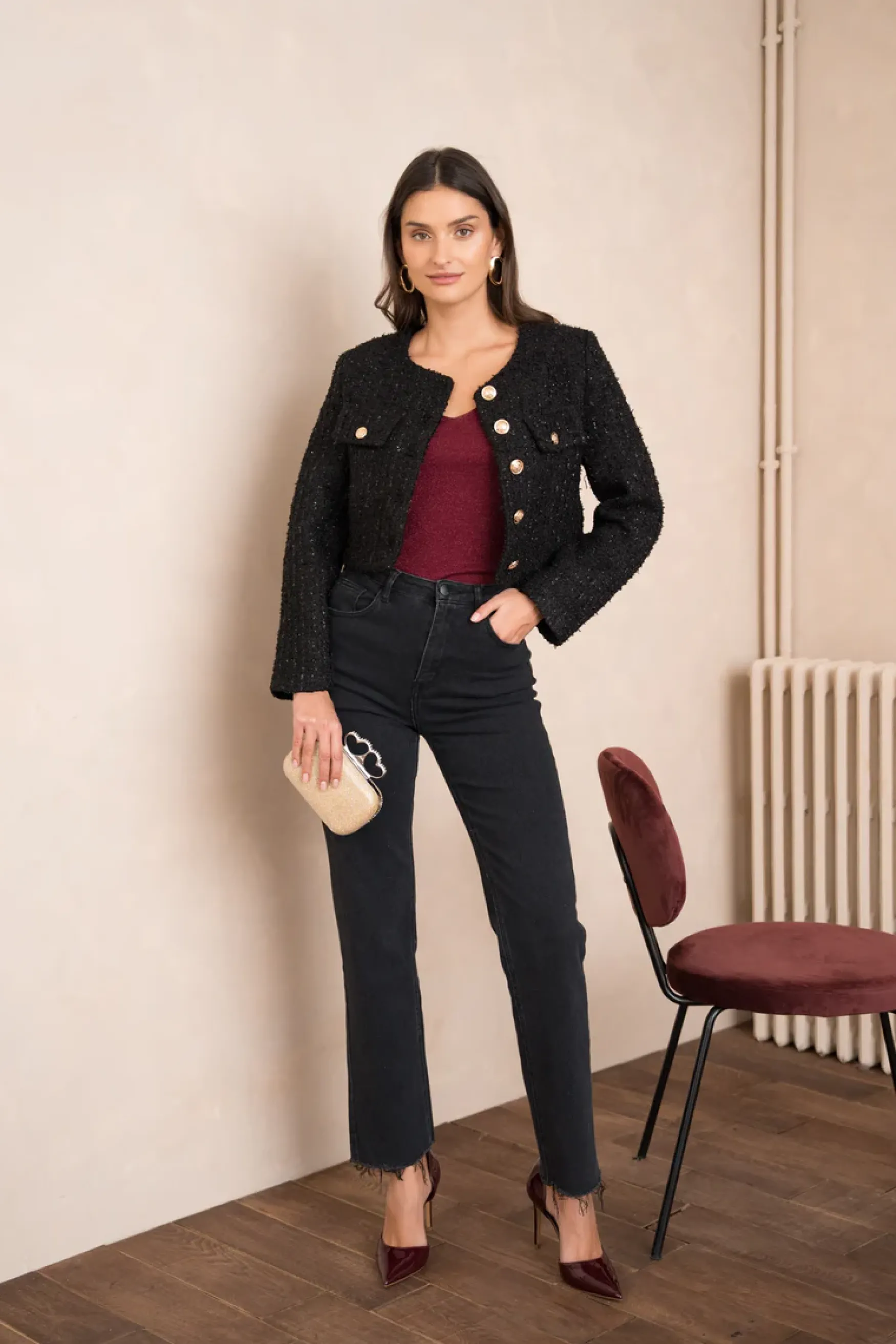 New Choklate Paris Natacha blazer jacket, noir