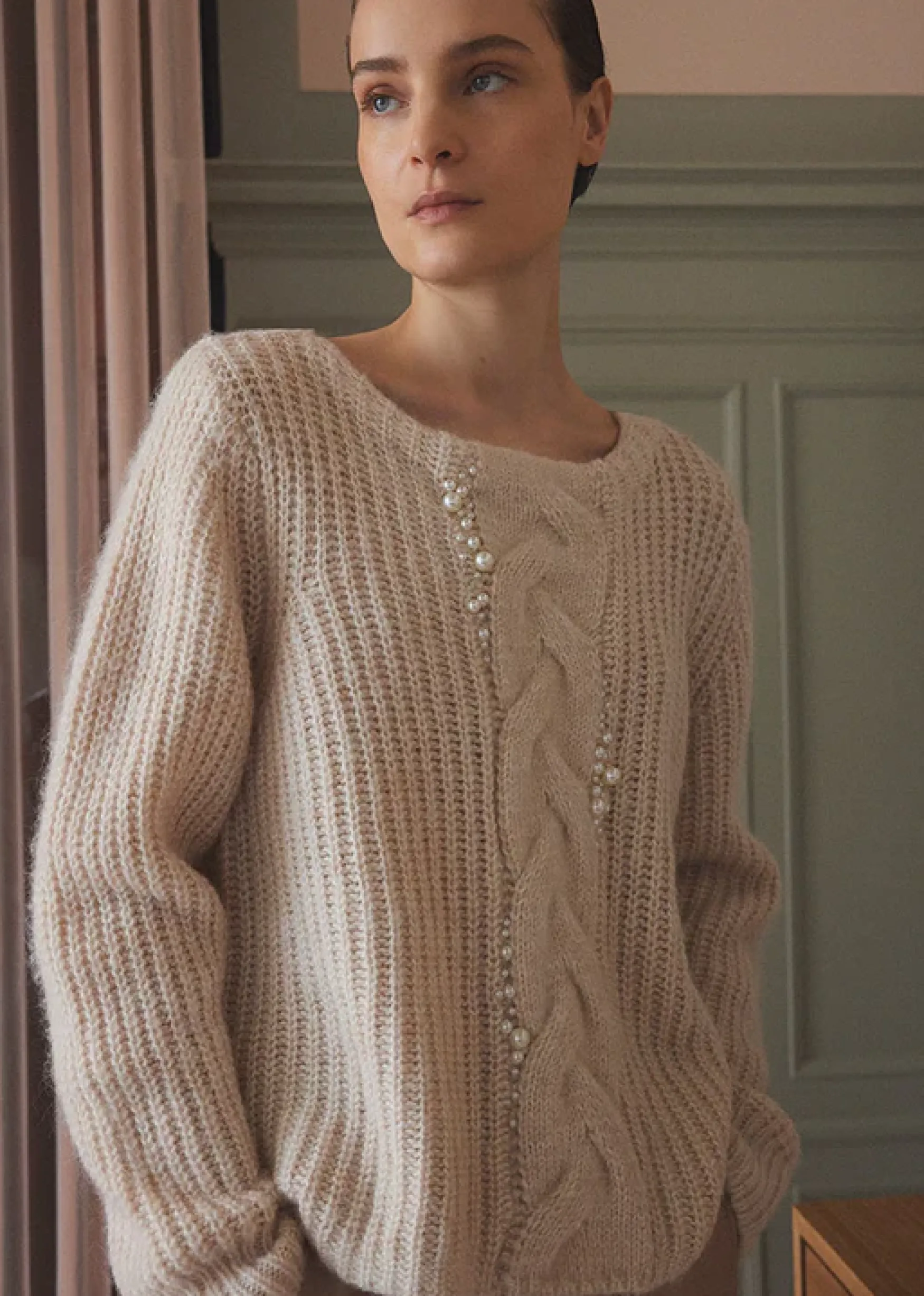 Online Gustav Odine cable knit, sand
