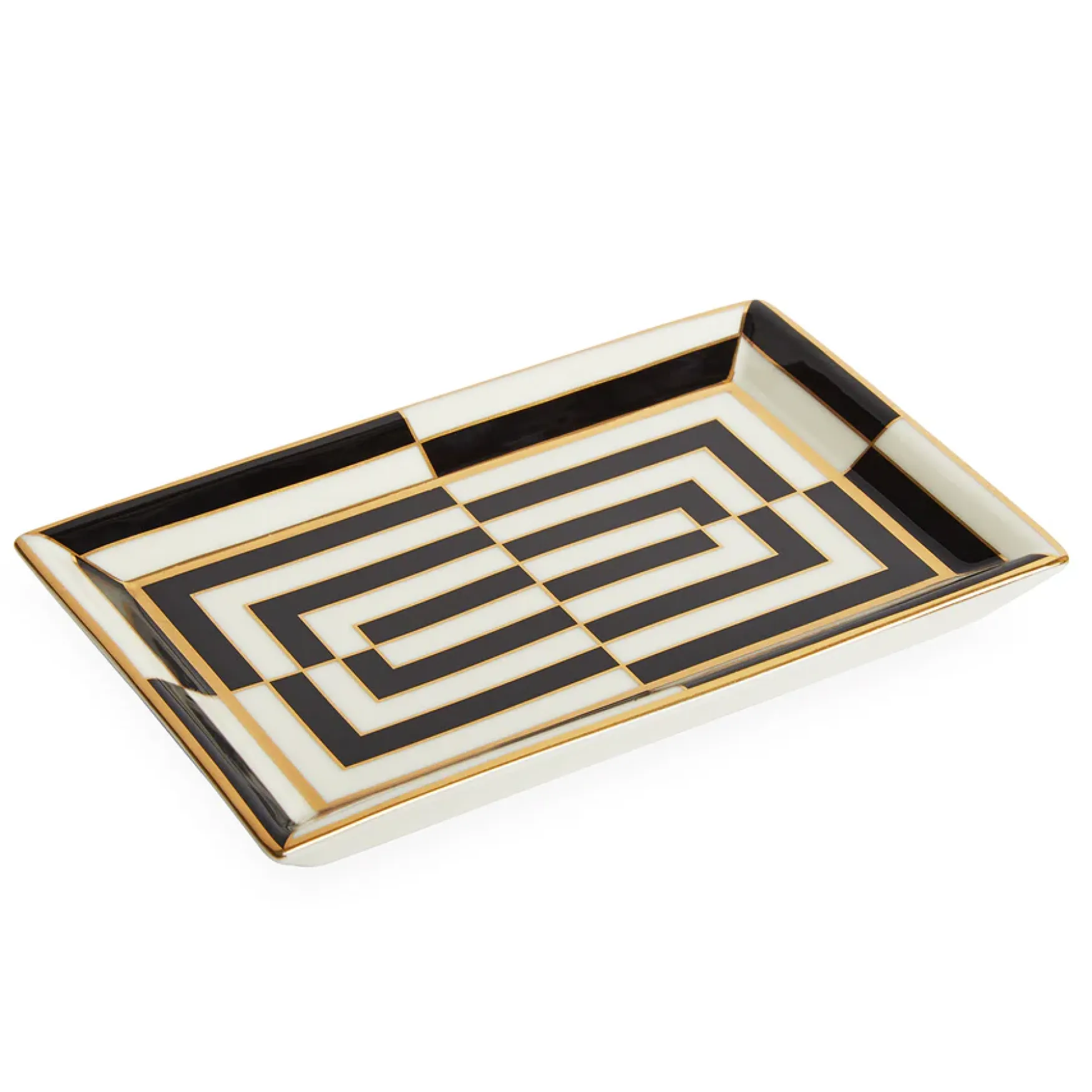 Fashion Jonathan Adler Op art rectangle tray, black/white