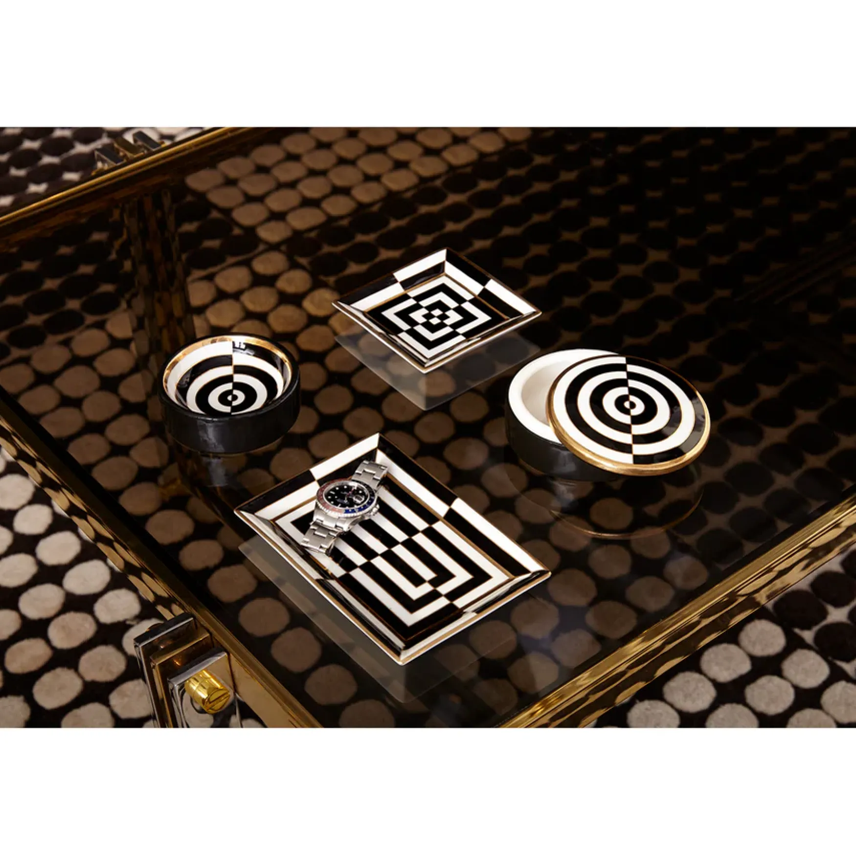 Hot Jonathan Adler Op art square tray, black/white