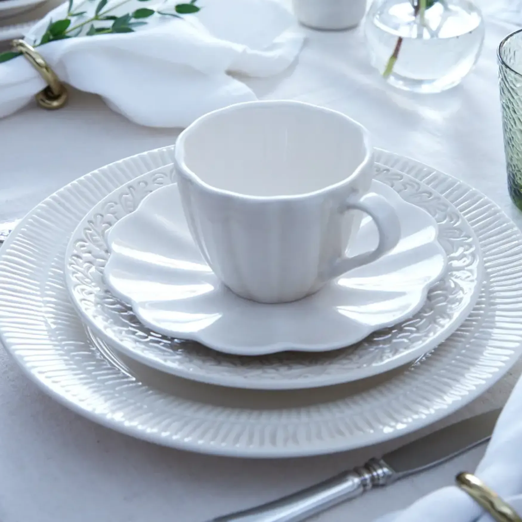 Hot Mateus Collection Oyster cup & saucer 17,5cm, white