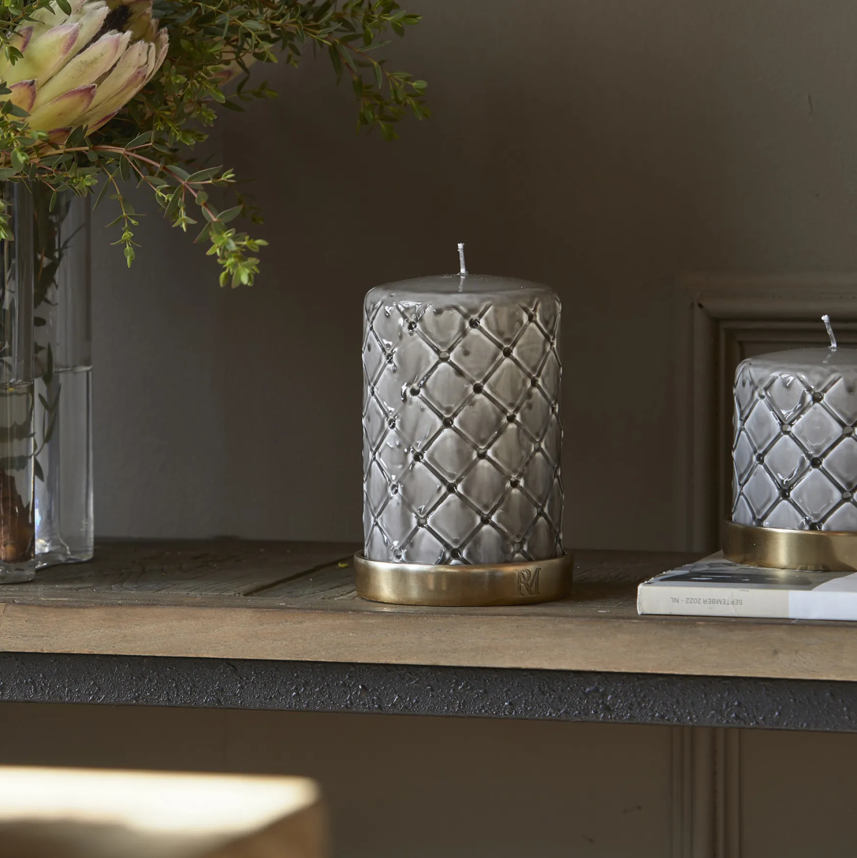 Sale Rivièra Maison Pillar candle padded 9,5x15, flax
