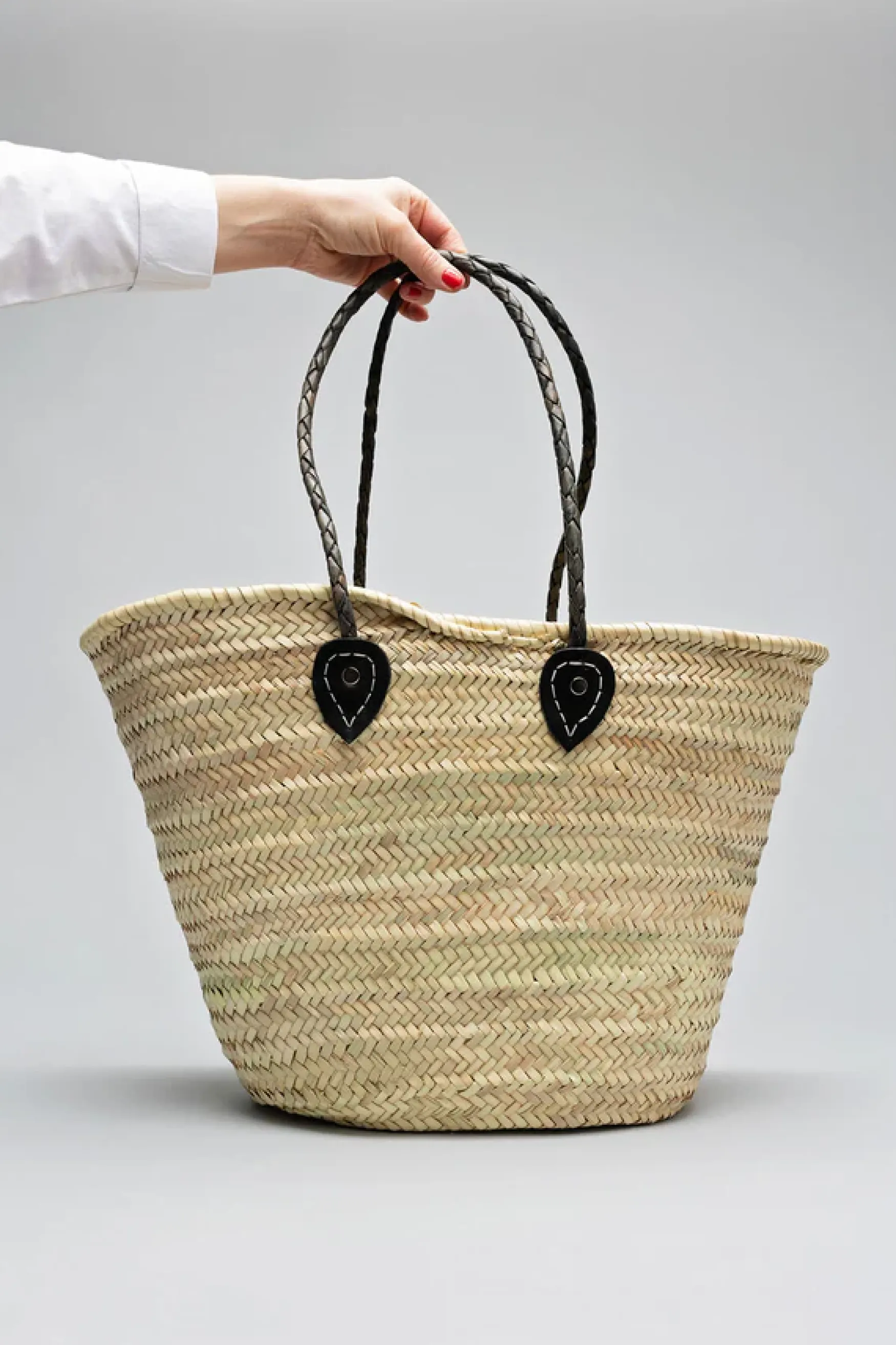 Clearance BOW19 details Straw bag classic L, black