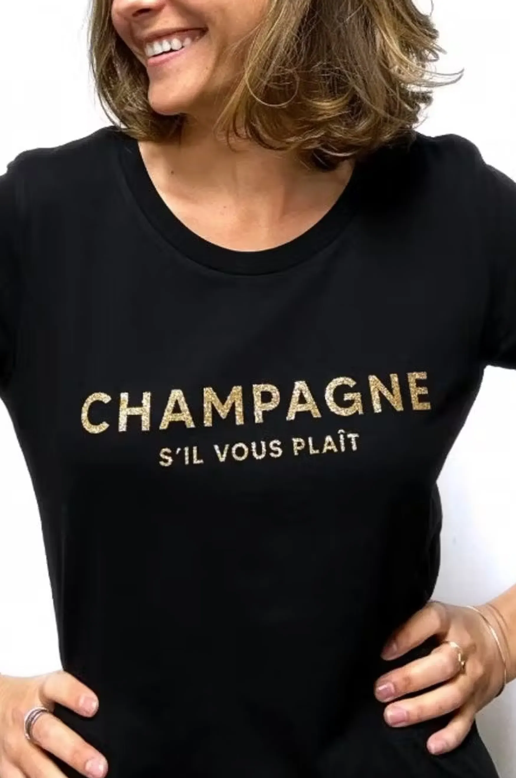 Online Tshirt CORNER T-shirt Champagne s´il vous plaît, black