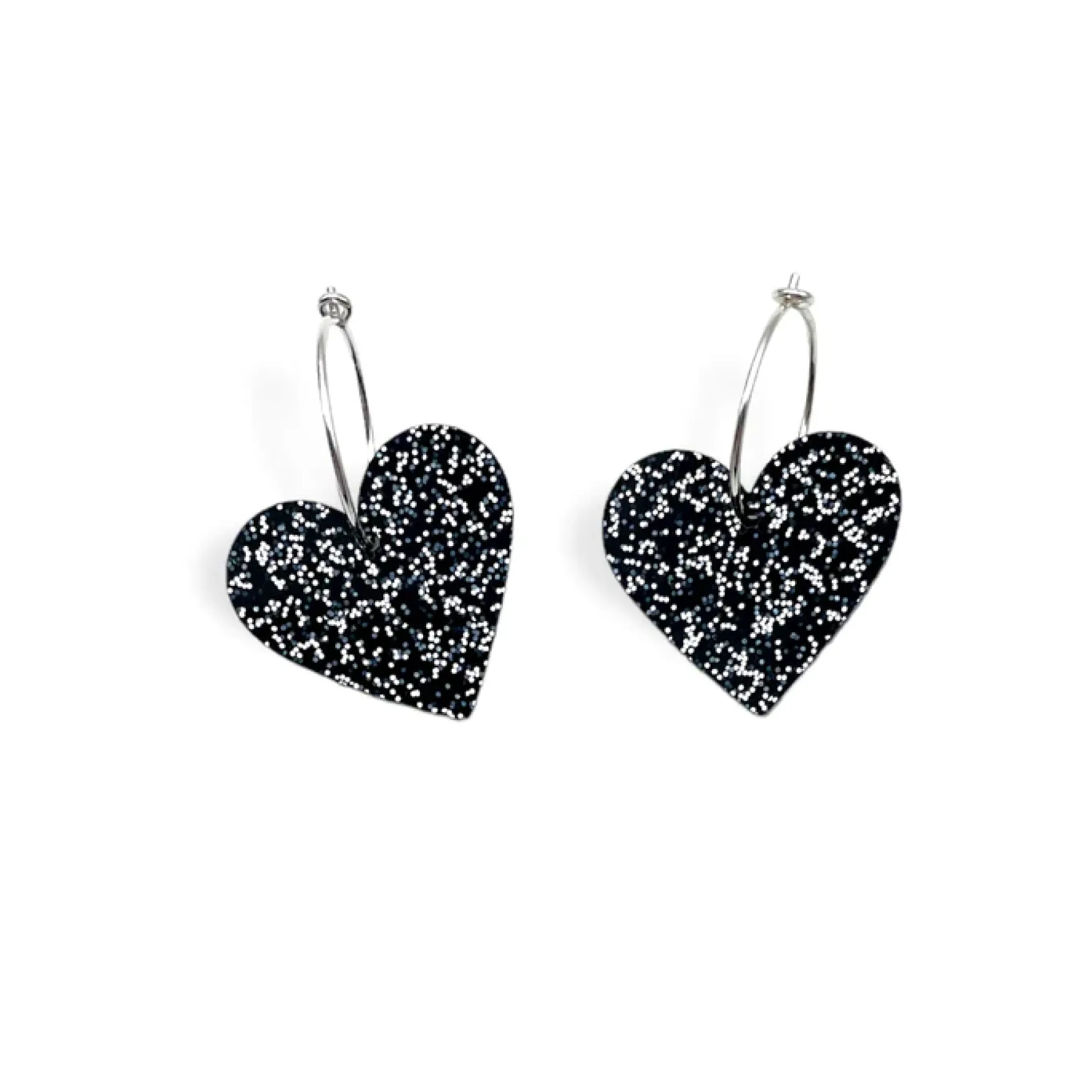 Fashion ByFossdal Two hearts, black glitter