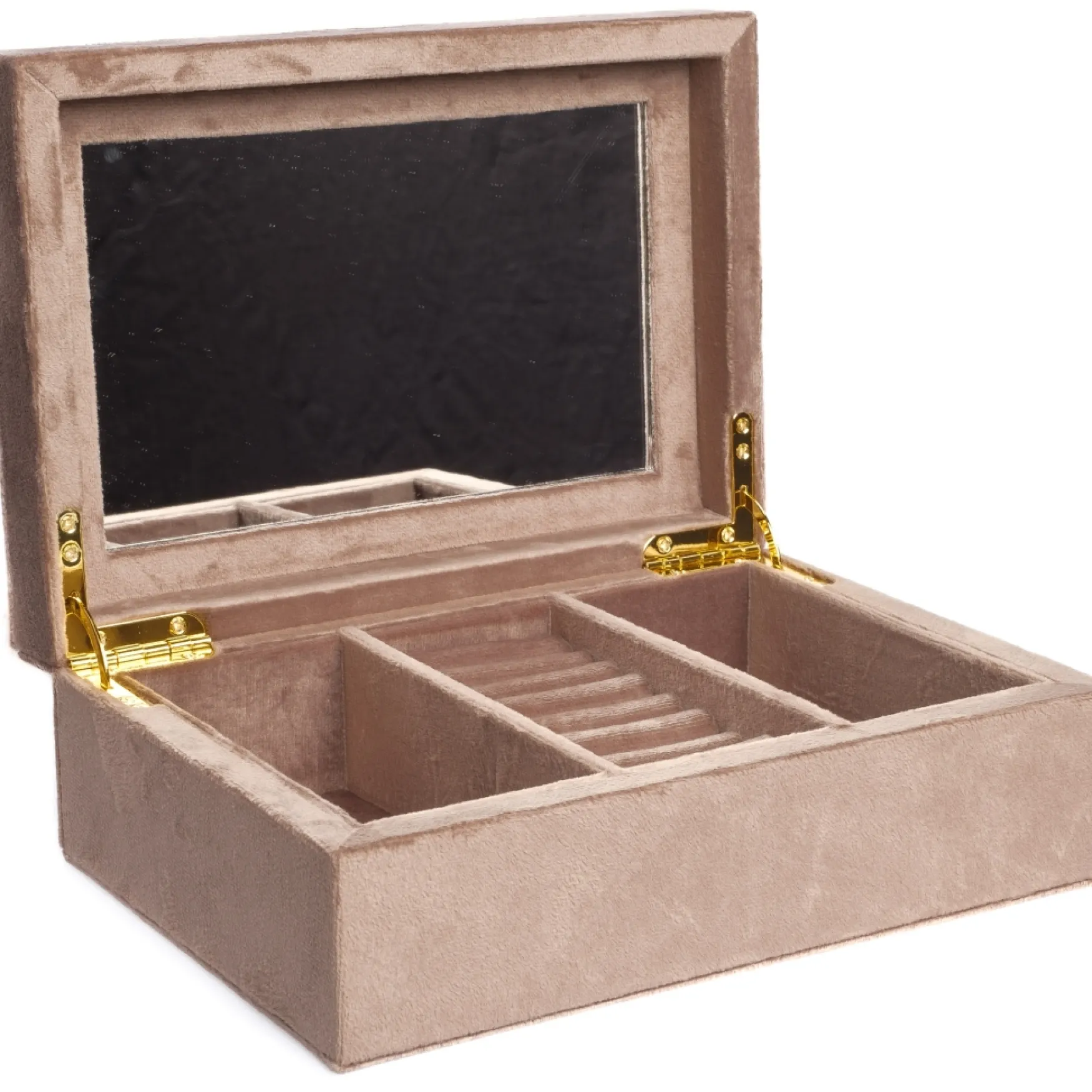 New DARK department Velvet jewellery box large, warm taupe