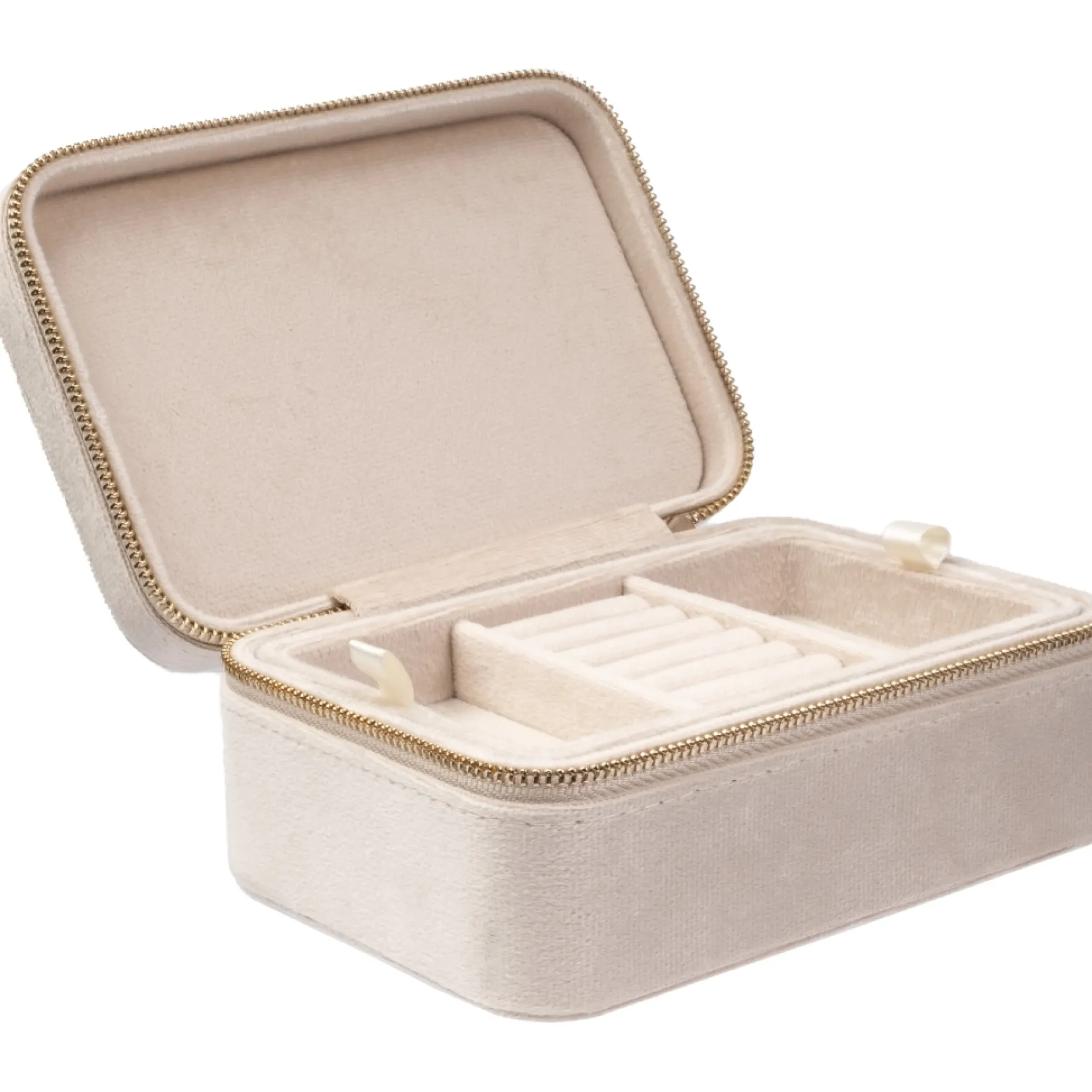 Online DARK department Velvet jewellery box, sand