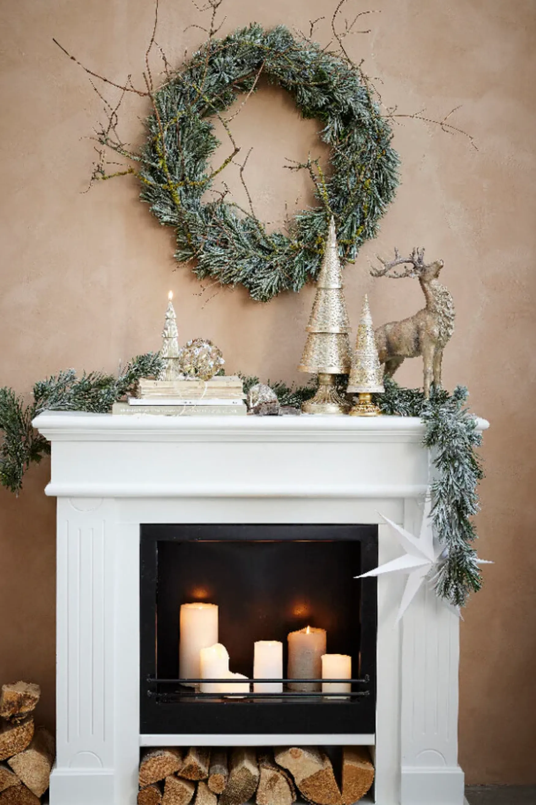 Outlet Lene Bjerre Desing Vintia wreath 65cm, green/off white